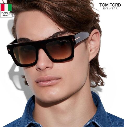 Tom Ford FT0711 FAUSTO Square Shape Sunglasses + Bundle With eSHADES Eyewear Cleaning Kit in Saudi Arabia
