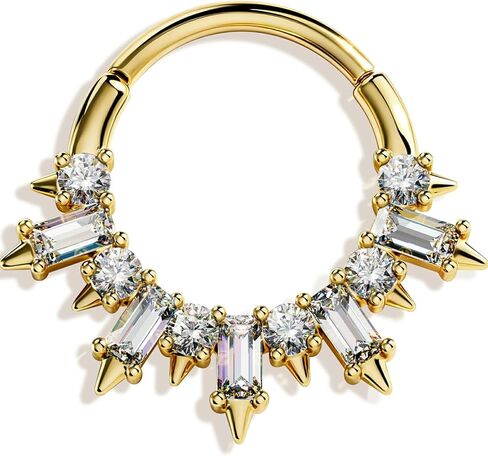 OUFER Gold Septum Rings 16G 8/10MM 316L مجوهرات ثقب الحاجز الفولاذي الجراحي، مربع شفاف CZ مفصل قطعة مجوهرات ثقب Daith، أقراط Daith Helix Rook للنساء والرجال in Kuwait