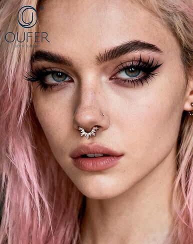 OUFER Gold Septum Rings 16G 8/10MM 316L مجوهرات ثقب الحاجز الفولاذي الجراحي، مربع شفاف CZ مفصل قطعة مجوهرات ثقب Daith، أقراط Daith Helix Rook للنساء والرجال in Kuwait