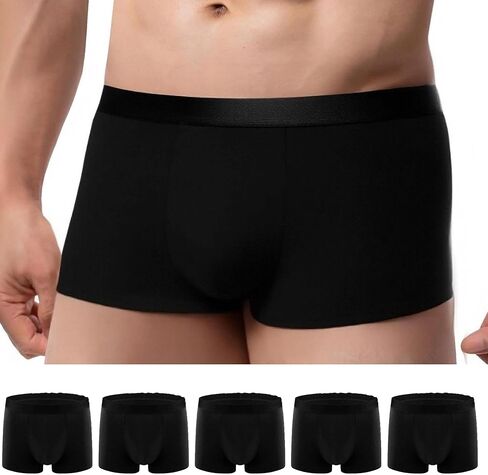 5 Pack Men's Boxer Briefs Classic Solid Color Underwear Comfortable and Stretchable Black Essential Pack for Everyday Wear in Saudi Arabia