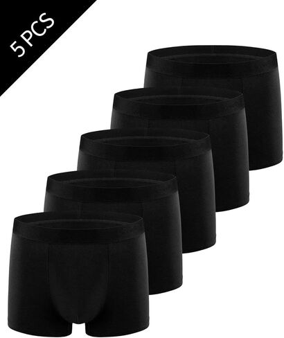 5 Pack Men's Boxer Briefs Classic Solid Color Underwear Comfortable and Stretchable Black Essential Pack for Everyday Wear in Saudi Arabia