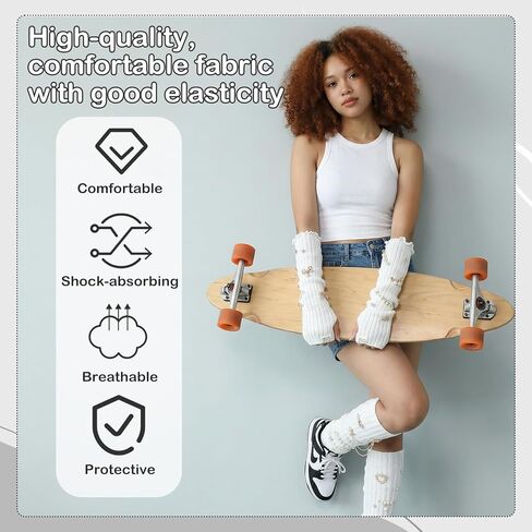 Y2K Leg Warmers Arm Warmers with 55Pcs Junk Socks Charms Kit, Kawaii Long Knit Socks Goth Harajuku Y2K Accessories in Saudi Arabia