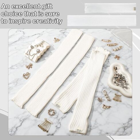Y2K Leg Warmers Arm Warmers with 55Pcs Junk Socks Charms Kit, Kawaii Long Knit Socks Goth Harajuku Y2K Accessories in Saudi Arabia