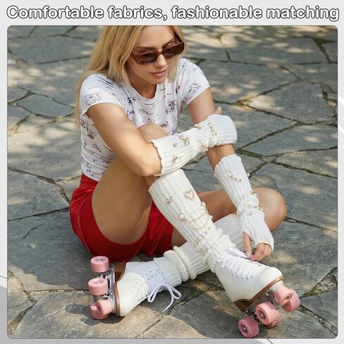 Y2K Leg Warmers Arm Warmers with 55Pcs Junk Socks Charms Kit, Kawaii Long Knit Socks Goth Harajuku Y2K Accessories in Saudi Arabia