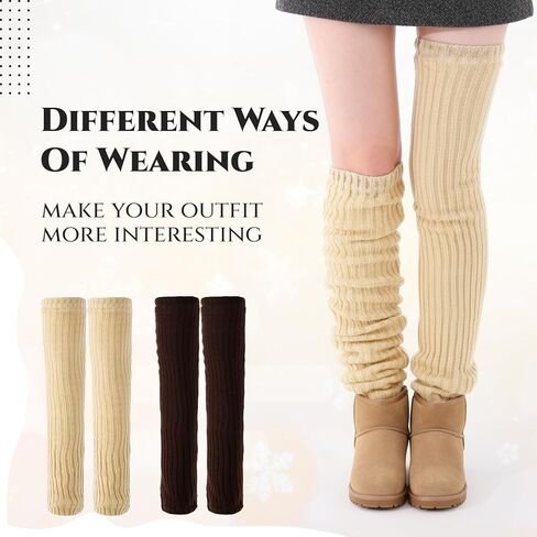 Fleece Over Knee Leg Warmer for Women Extra Long Leg Warmers Knit Thick Boot Cuffs Socks for Winter in Saudi Arabia