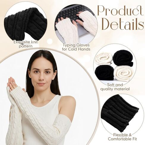 4 Sets Woman's Knee High Socks Long Knitted Arm Warmers Set over Knee Leg Warmers Knit Fingerless Gloves in Saudi Arabia