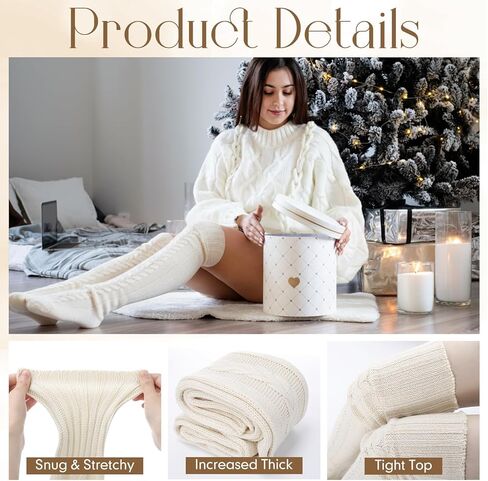 4 Sets Woman's Knee High Socks Long Knitted Arm Warmers Set over Knee Leg Warmers Knit Fingerless Gloves in Saudi Arabia