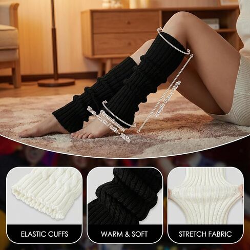 2 Pairs Leg Warmers for Women, 80s 90s Fashion Knit Leg Warmer Socks for Party Dance Sports in Saudi Arabia