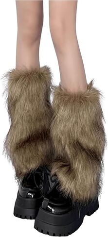 Milumia Women's Faux Fur Leg Warmers Y2K Rave Vintage 80s Fuzzy Short Cuff Covers in Saudi Arabia