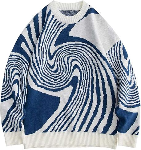 Yimoon Mens Graphic Sweaters Unisex Oversized Casual Knitted Long Sleeve Pullover Jumper Tops in Saudi Arabia