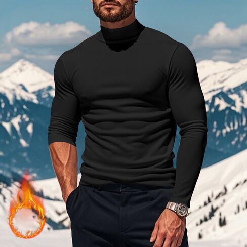 Men's Slim Fit Turtleneck Long Sleeve Basic Top, Soft Lightweight Mock Neck Pullover for Casual or Business in Saudi Arabia