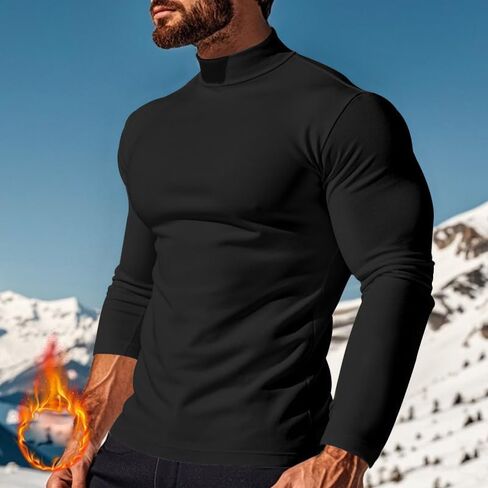 Men's Slim Fit Turtleneck Long Sleeve Basic Top, Soft Lightweight Mock Neck Pullover for Casual or Business in Saudi Arabia