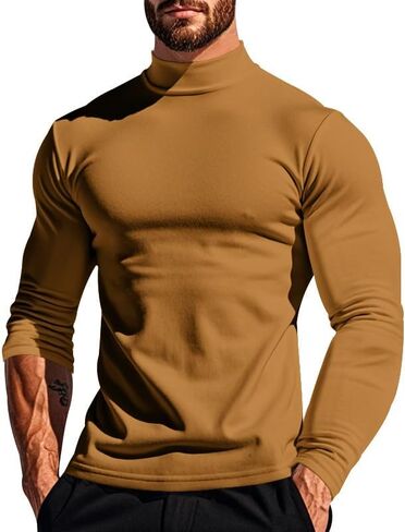 Men's Slim Fit Turtleneck Long Sleeve Basic Top, Soft Lightweight Mock Neck Pullover for Casual or Business in Saudi Arabia