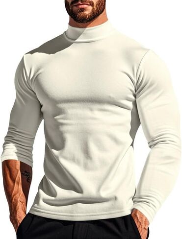 Men's Slim Fit Turtleneck Long Sleeve Basic Top, Soft Lightweight Mock Neck Pullover for Casual or Business in Saudi Arabia