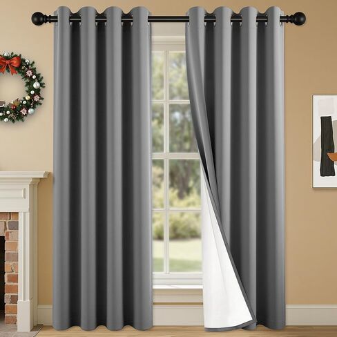 4-Panel-Curtain 100% Blackout, 84 Inch Length for Bedroom Living Room, Grommet Thermal Insulated Room Darkening Drapes, Light Blocking Window Treatment Decor, Pack of 4, 54x84, Taupe in Saudi Arabia