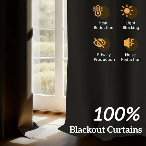 4-Panel-Curtain 100% Blackout, 84 Inch Length for Bedroom Living Room, Grommet Thermal Insulated Room Darkening Drapes, Light Blocking Window Treatment Decor, Pack of 4, 54x84, Taupe in Saudi Arabia
