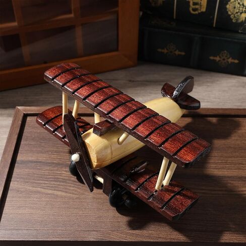 Cabilock خمر طائرة خشبية نموذج صغير ريفي الخشب ديكور الطائرة للمنزل مكتب سطح المكتب الإبداعية الرجعية الطائرات حلية للجرف وعرض الجدول 5.9X5.5X3 بوصة in Kuwait