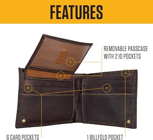 Carhartt Men’s Pebble Leather Full Grain Leather Wallets, Durable Design, Multiple Card Slots, Gifts for Men in Saudi Arabia