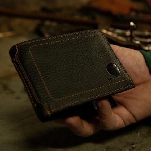 Carhartt Men’s Pebble Leather Full Grain Leather Wallets, Durable Design, Multiple Card Slots, Gifts for Men in Saudi Arabia