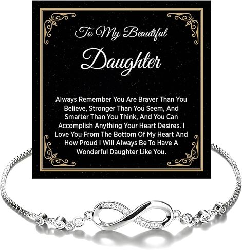 To My Daughter Infinity Heart Bracelet, Bracelet For Her, Daughter Jewelry Gift From Mom or Dad With Heartfelt Message & Elegant Box in Saudi Arabia