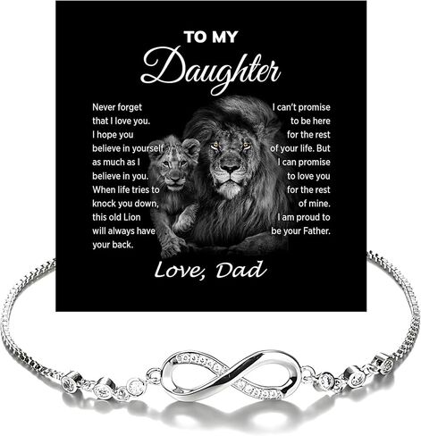 To My Daughter Infinity Heart Bracelet, Bracelet For Her, Daughter Jewelry Gift From Mom or Dad With Heartfelt Message & Elegant Box in Saudi Arabia