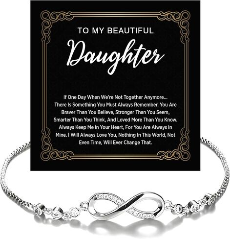 To My Daughter Infinity Heart Bracelet, Bracelet For Her, Daughter Jewelry Gift From Mom or Dad With Heartfelt Message & Elegant Box in Saudi Arabia