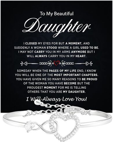 To My Daughter Infinity Heart Bracelet, Bracelet For Her, Daughter Jewelry Gift From Mom or Dad With Heartfelt Message & Elegant Box in Saudi Arabia