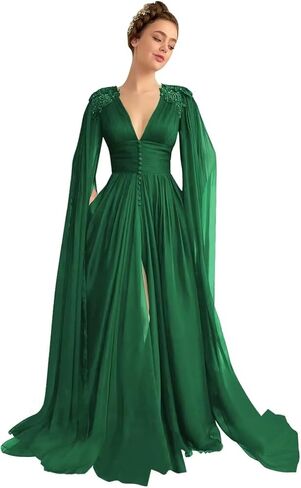 Dymaisei Tulle Prom Dresses with Cape Lace Applique Ball Gowns V Neck Formal Evening Dresses with Pockets in Saudi Arabia