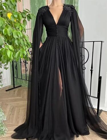 Dymaisei Tulle Prom Dresses with Cape Lace Applique Ball Gowns V Neck Formal Evening Dresses with Pockets in Saudi Arabia