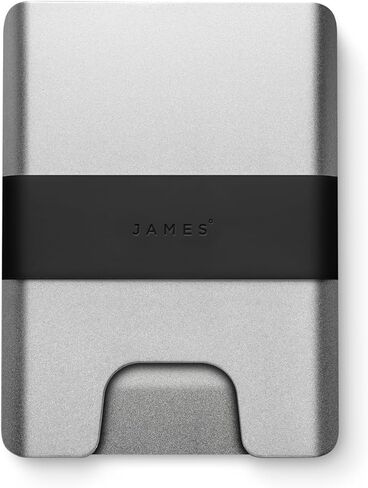 محفظة JAMES° The Lowe Minimalist المصنوعة من الألومنيوم المصنوعة باستخدام الحاسب الآلي للرجال، تحجب RFID بشكل طبيعي، بسيطة، نظيفة، نحيفة - فضي + أسود in Kuwait