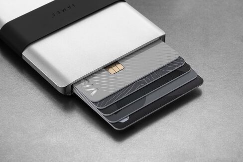 محفظة JAMES° The Lowe Minimalist المصنوعة من الألومنيوم المصنوعة باستخدام الحاسب الآلي للرجال، تحجب RFID بشكل طبيعي، بسيطة، نظيفة، نحيفة - فضي + أسود in Kuwait