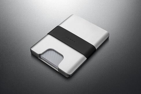 محفظة JAMES° The Lowe Minimalist المصنوعة من الألومنيوم المصنوعة باستخدام الحاسب الآلي للرجال، تحجب RFID بشكل طبيعي، بسيطة، نظيفة، نحيفة - فضي + أسود in Kuwait