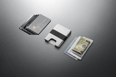 محفظة JAMES° The Lowe Minimalist المصنوعة من الألومنيوم المصنوعة باستخدام الحاسب الآلي للرجال، تحجب RFID بشكل طبيعي، بسيطة، نظيفة، نحيفة - فضي + أسود in Kuwait