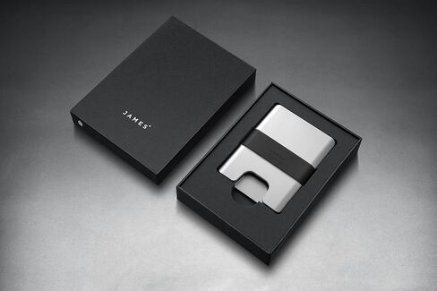 محفظة JAMES° The Lowe Minimalist المصنوعة من الألومنيوم المصنوعة باستخدام الحاسب الآلي للرجال، تحجب RFID بشكل طبيعي، بسيطة، نظيفة، نحيفة - فضي + أسود in Kuwait