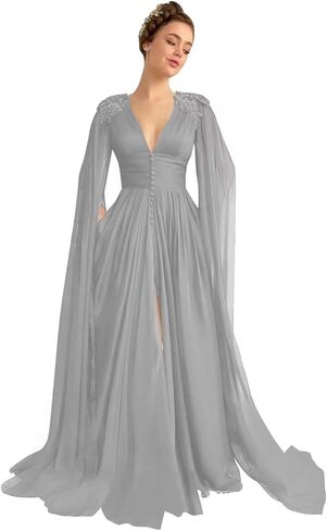 Dymaisei Tulle Prom Dresses with Cape Lace Applique Ball Gowns V Neck Formal Evening Dresses with Pockets in Saudi Arabia