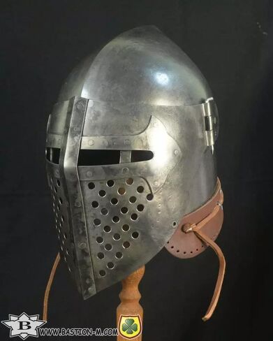 Generic Bascinet Knight Buhurt خوذة مع قناع قابل للتعديل وحزام جلدي مريح خوذة العصور الوسطى درع معركة هدية للحفلات التنكرية وLARP أسود، قياسي in Kuwait