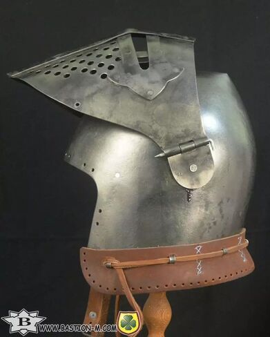 Generic Bascinet Knight Buhurt خوذة مع قناع قابل للتعديل وحزام جلدي مريح خوذة العصور الوسطى درع معركة هدية للحفلات التنكرية وLARP أسود، قياسي in Kuwait