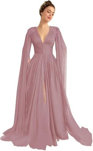 Dymaisei Tulle Prom Dresses with Cape Lace Applique Ball Gowns V Neck Formal Evening Dresses with Pockets in Saudi Arabia