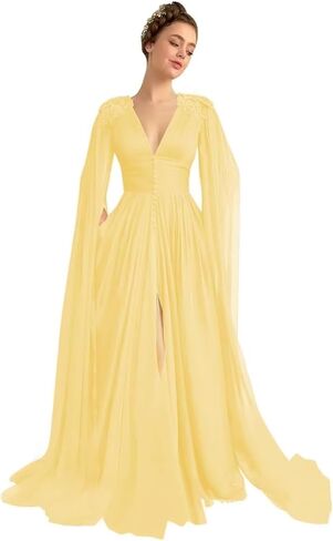 Dymaisei Tulle Prom Dresses with Cape Lace Applique Ball Gowns V Neck Formal Evening Dresses with Pockets in Saudi Arabia