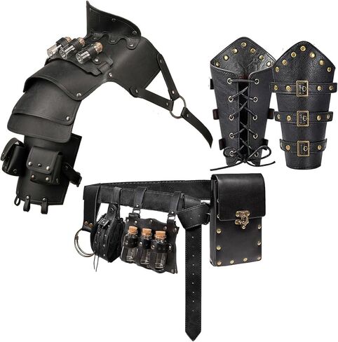 SUMGOGO Shoulder Armor Vials Witch Belt Pouch Waist Bag Retro Bracer Medieval Knight Robot Renaissance Cosplay Viking Costume in Saudi Arabia