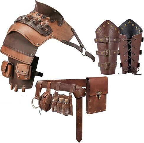 SUMGOGO Shoulder Armor Vials Witch Belt Pouch Waist Bag Retro Bracer Medieval Knight Robot Renaissance Cosplay Viking Costume in Saudi Arabia