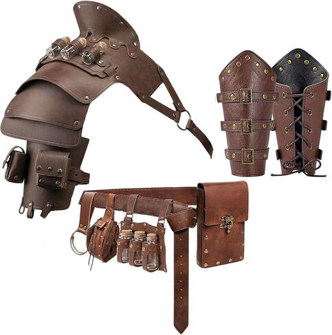 SUMGOGO Shoulder Armor Vials Witch Belt Pouch Waist Bag Retro Bracer Medieval Knight Robot Renaissance Cosplay Viking Costume in Saudi Arabia