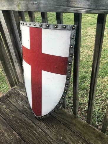 Medieval Knight Fall Authentic Templar Shield Battle Warrior Templar Shield 28" Knight Battlefield Shield, Antique Finish by ANTIQUE MAKERS in Saudi Arabia