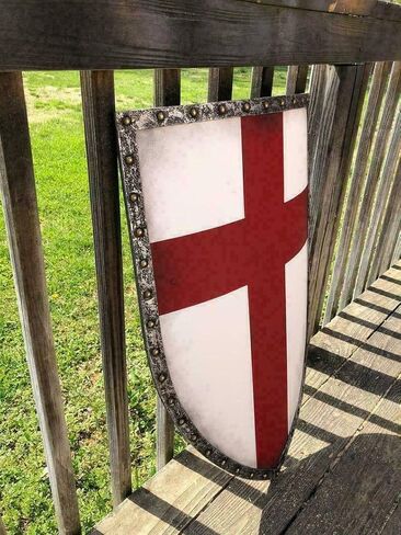 Medieval Knight Fall Authentic Templar Shield Battle Warrior Templar Shield 28" Knight Battlefield Shield, Antique Finish by ANTIQUE MAKERS in Saudi Arabia
