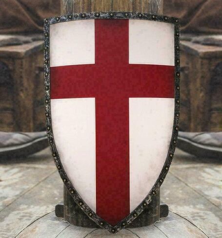 Medieval Knight Fall Authentic Templar Shield Battle Warrior Templar Shield 28" Knight Battlefield Shield, Antique Finish by ANTIQUE MAKERS in Saudi Arabia