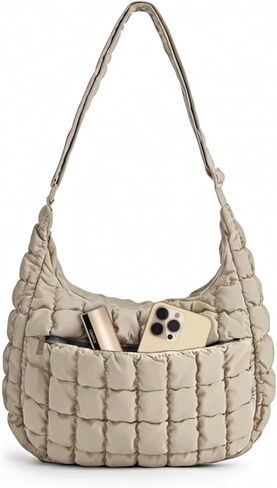 Quilted Puffer Tote Bag For Women Hobo Crossbody Purse Puffy Shoulder Bag Soft Fluffy Handbag for Everyday Use in Saudi Arabia