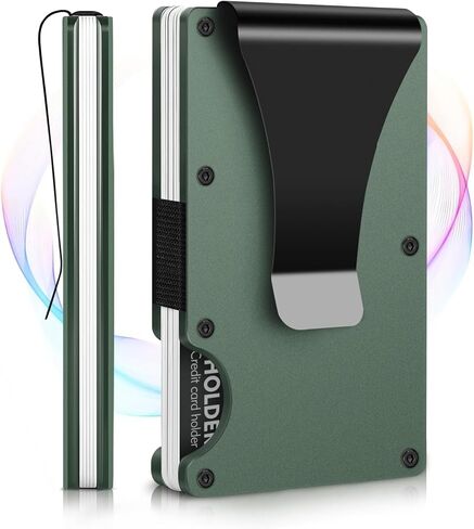 Minimalist Wallet for Men with Aluminum Money Clip Wallet, Slim Credit Card Holder for RFID Blocking, Mens Minimalist Metal Wallets for Men & Women Slim Anti-scratch (black) in Saudi Arabia