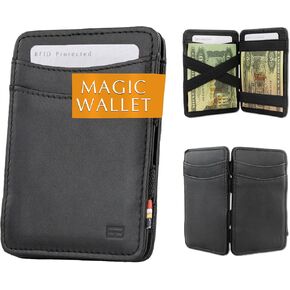 محفظة جارزيني السحرية، محفظة صغيرة للرجال مع حامل بطاقة RFID، صندوق هدايا، محفظة جلدية لـ 8 بطاقات، أسود in Kuwait