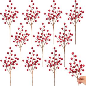 Woration 10 قطع التوت الرمان الأحمر الاصطناعي ينبع فروع فو الفاكهة وهمية التوت يختار للمنزل ترتيبات الأزهار عيد الميلاد إكليل عيد الحب - 7 بوصة in Saudi Arabia