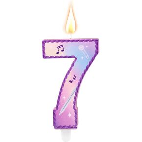 Music Theme Birthday Number 7 Candles, Pink Purple Cake 7th Candles with Musical Symbols Lace Design Cake Topper for Party Supplies Anniversary Celebrations (Number Seven) in Saudi Arabia